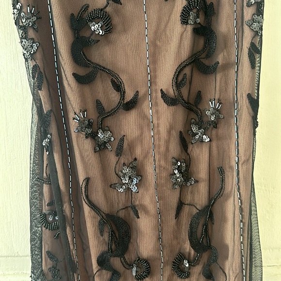 Betsey Johnson Vintage Y2K Sheer Black Over Beige Beaded Gown NWT - Picture 14 of 15
